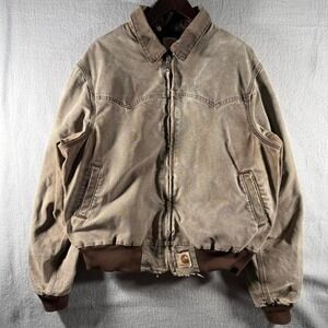 Vintage Carhartt Faded Brown Santa Fe Canvas Workwear Jacket Medium J14 CHT
